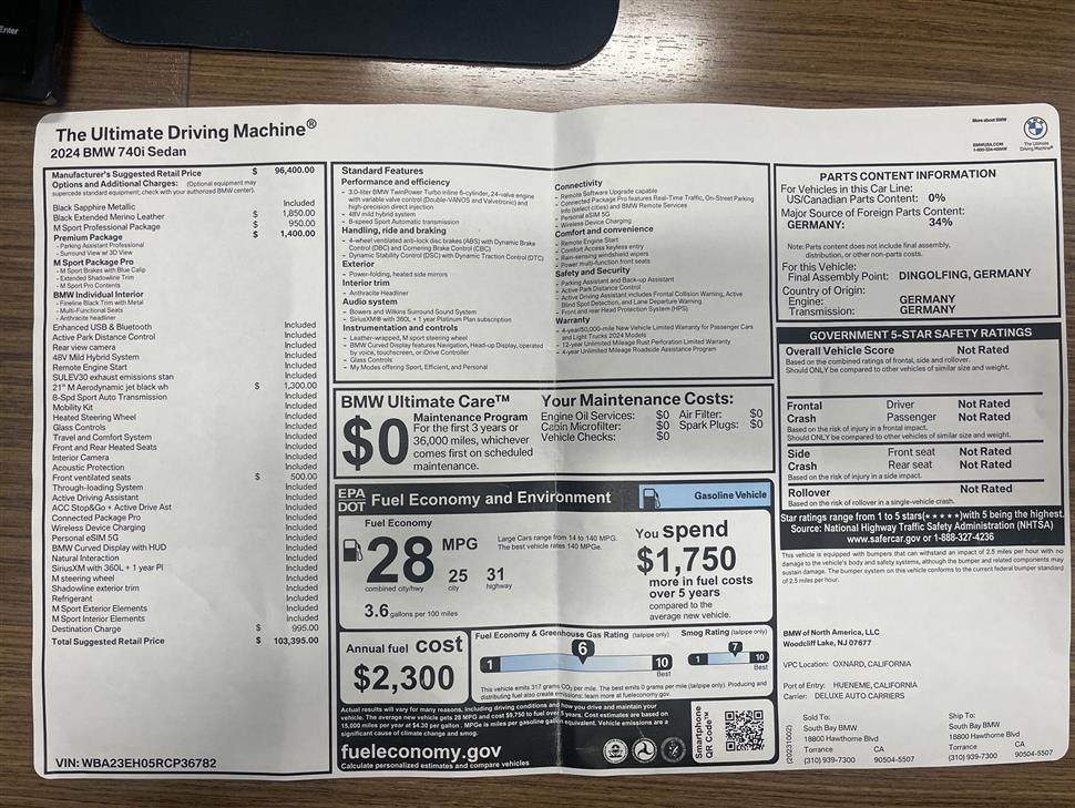 2024 BMW 7 Series for sale in Monterey Park, California