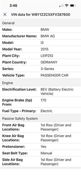 2015 BMW i3 for sale in Orinda, California