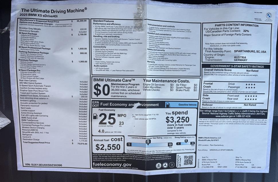2025 BMW X5 for sale in Los angeles, California