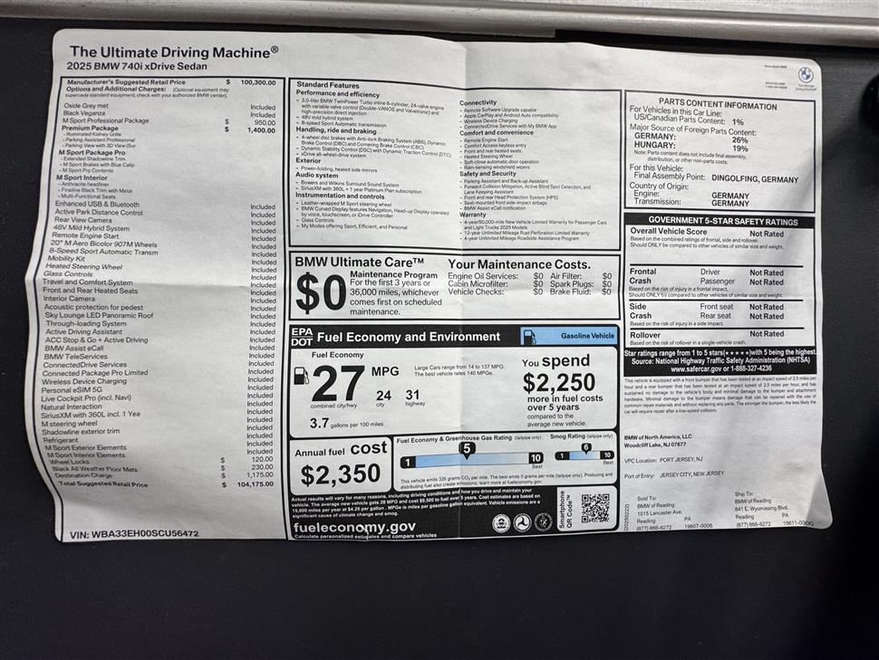 2025 BMW 7 Series for sale in Freehold, New Jersey