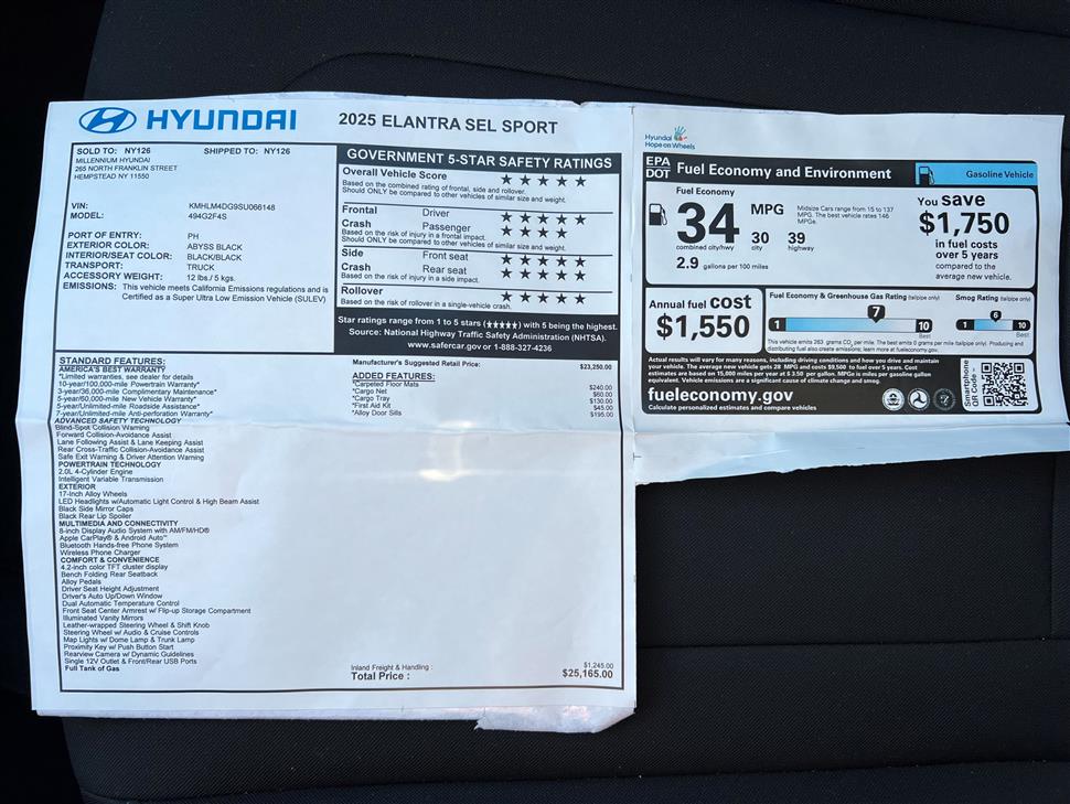 2025 Hyundai Elantra for sale in East Rockaway, New York