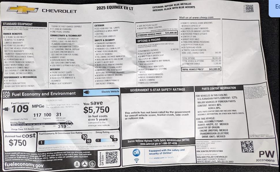 2025 Chevrolet Equinox EV for sale in Baldwin, Wisconsin