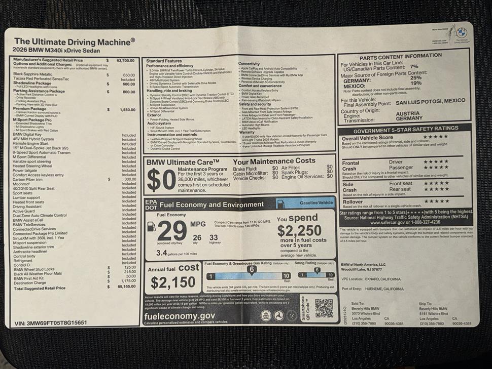 2026 BMW 3 Series for sale in Los Angeles, California