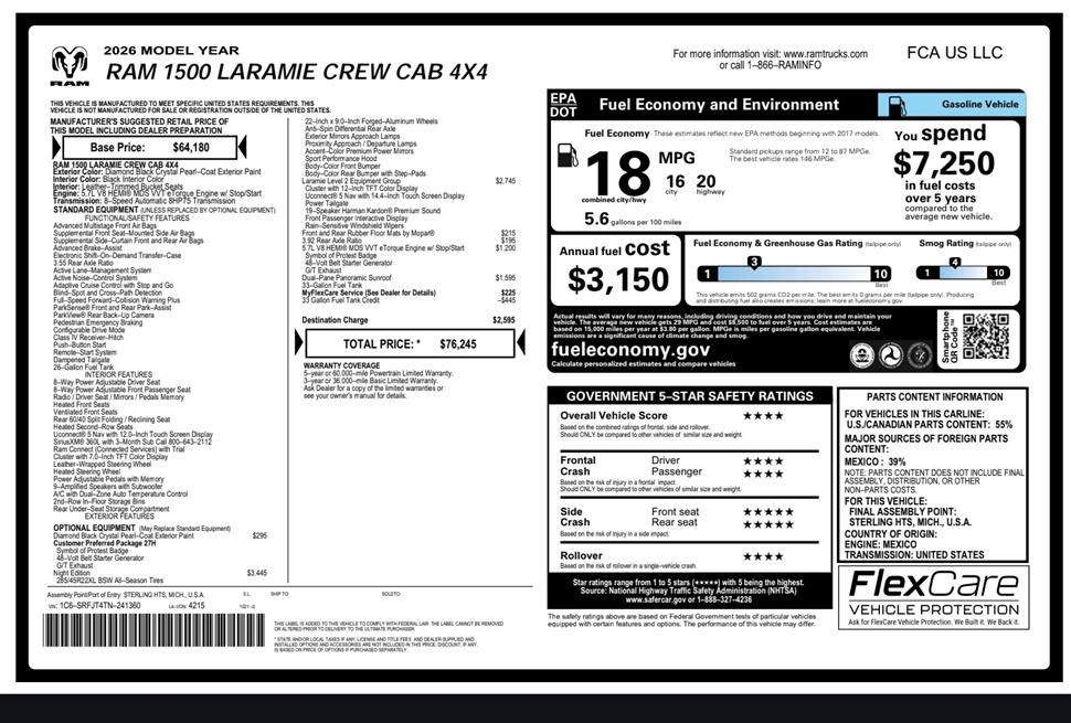 2026 Ram 1500 for sale in Allen Park, Michigan