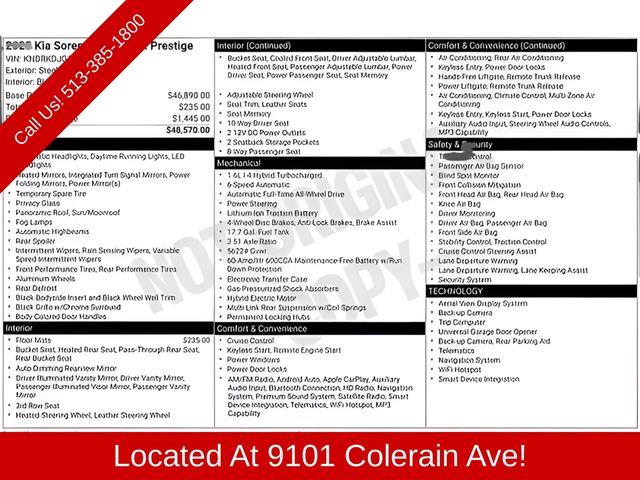 2025 Kia Sorento Hybrid for sale in Cincinnati, Ohio