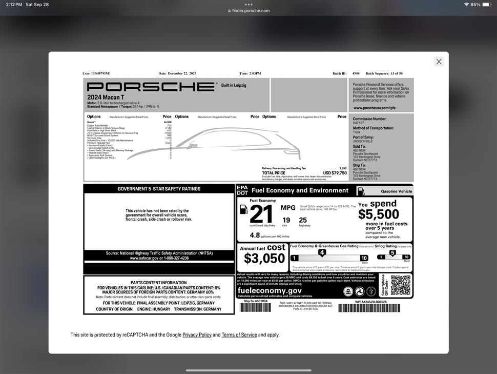 2024 Porsche Macan for sale in Patomac, Maryland