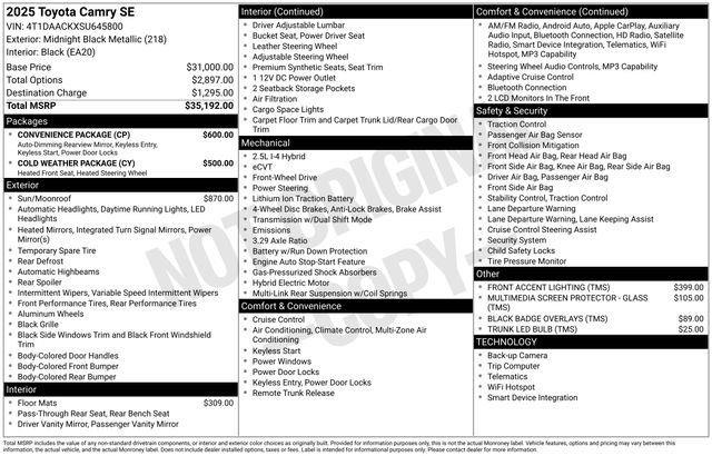 2025 Toyota Camry for sale in Cincinnati, Ohio