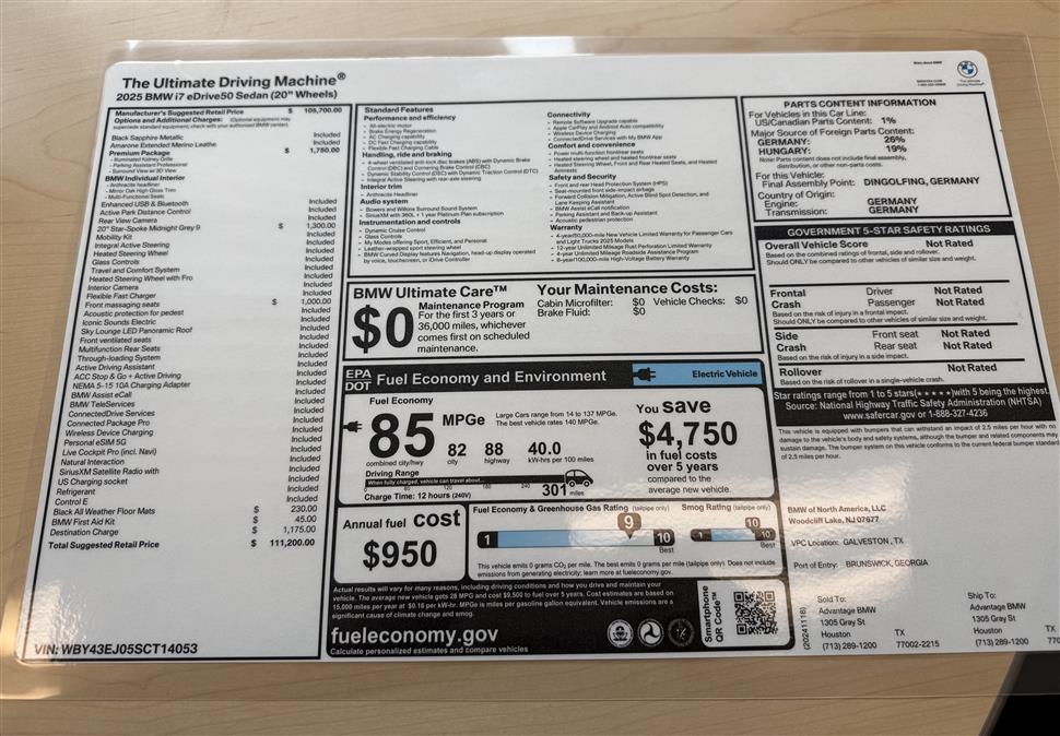 2025 BMW i7 for sale in Houston, Texas